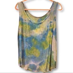 Tie dye cami tank shell underwater blue green 1XL sleeveless